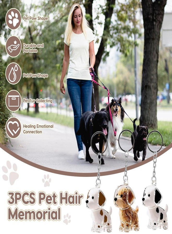 VINGVO 3PCS Pet Hair Memorial Keychain, Dog Fur Storage Bottle with Secure Snap Lid, Transparent Keepsake Charm for Pet Lovers, Portable Pet Hair Collector - Image 2